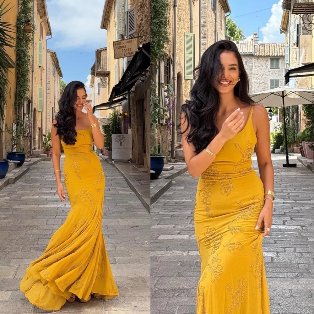 HOUSE OF CB 'Rosalia' Gold Embellished Hand Beaded Maxi Dress/Size L NWOT - Picture 5 of 15